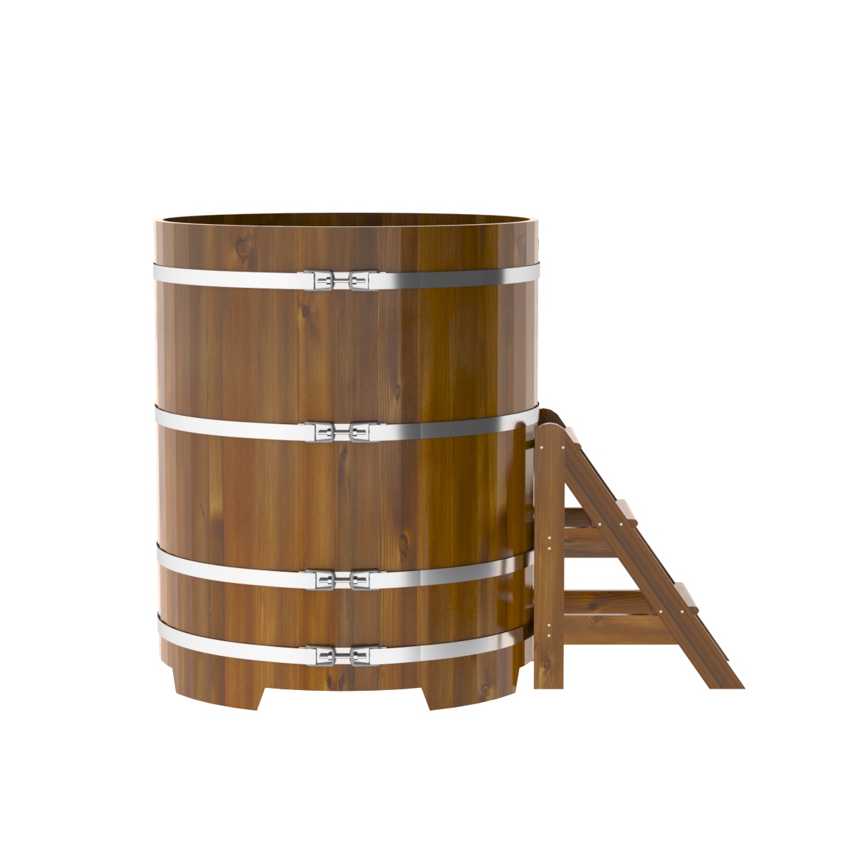 2228 Купель круглая из лиственницы Рустик d=1,17х1,4 морёная Alyarus  - Вид №3