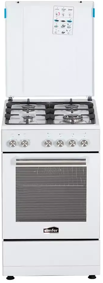 91100229 Газовая плита с духовкой Simfer F56MW45022 50x86x60 см цвет белый STLM-0879505