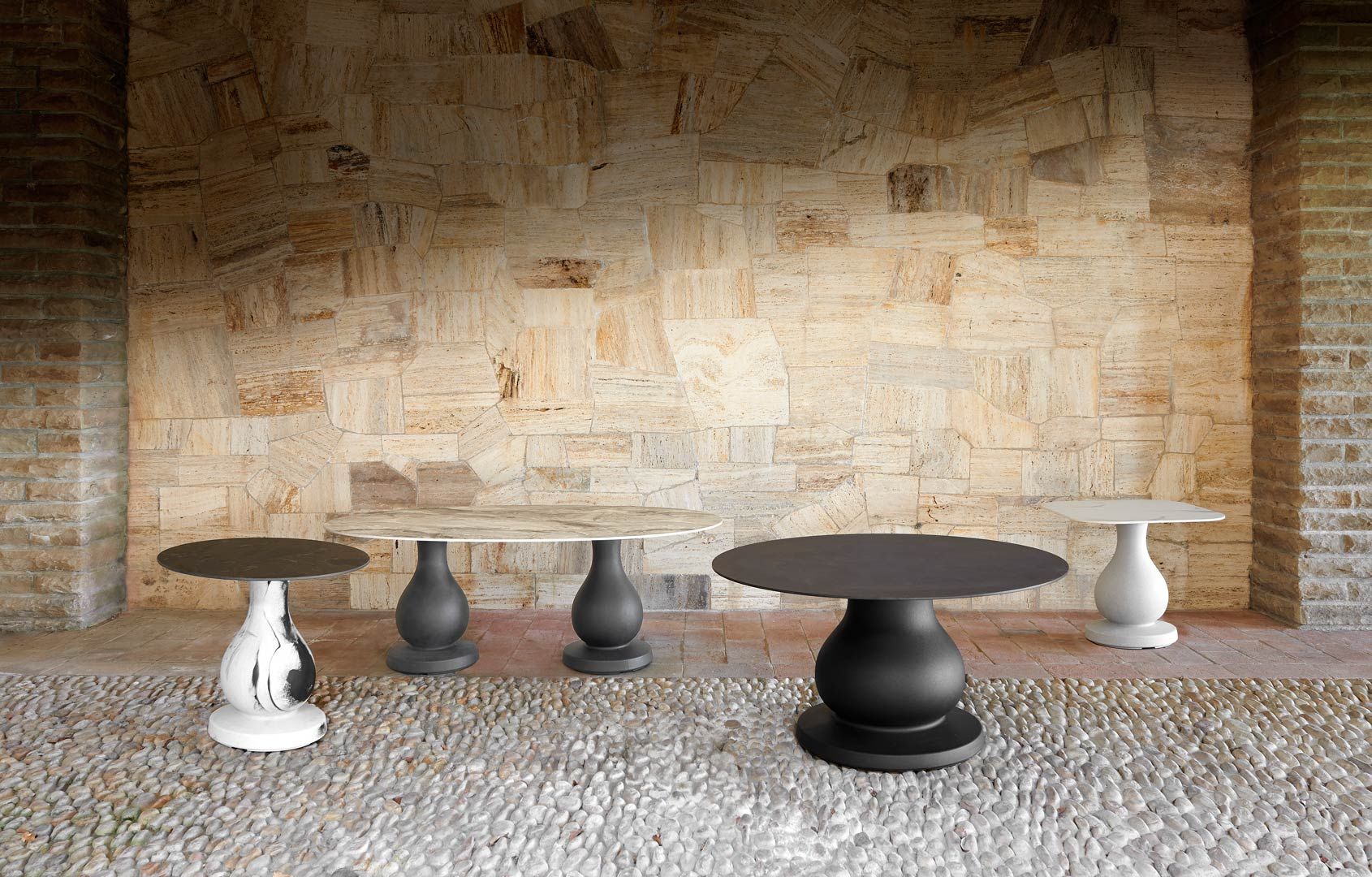 Круглый стол из полиэтилена и столешница HPL с мраморным эффектом SLIDE девятнадцатый век ARCH-00052894 - Вид №6