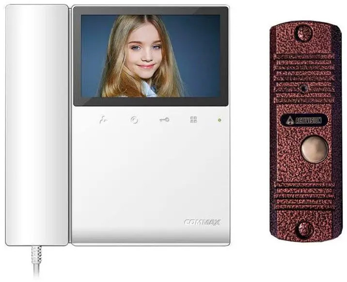 91153882 Комплект видеодомофона Commax CDV-43K/AVC 305 4.3" цвет белый/серебро STLM-0502353