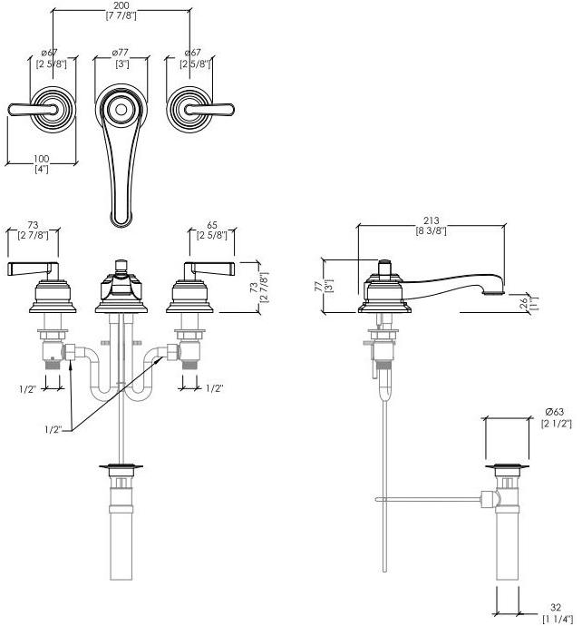 Devon&Devon Смеситель для раковины на 3 отверстия Manhattan Mnh400nk - Вид №1