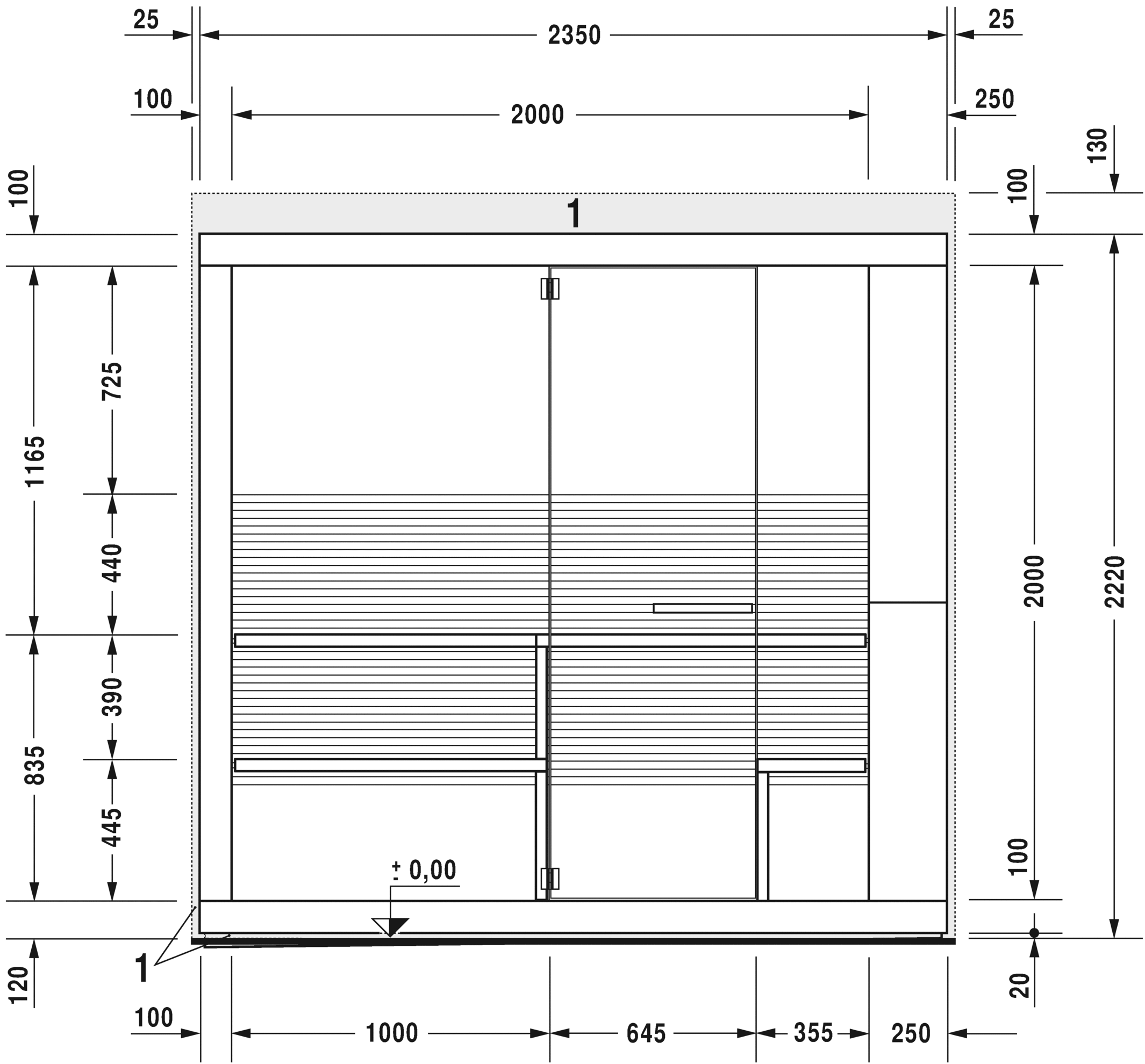 Сауна Inipi, пристенный и угловой вариант Inipi #7501 2350 x 1170 x 2220 мм Duravit 7501..002011000 - Вид №6