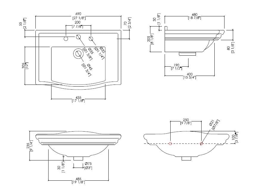 Керамическая раковина на колонне Devon&Devon Вестминстер ARCH-00144448 - Вид №3