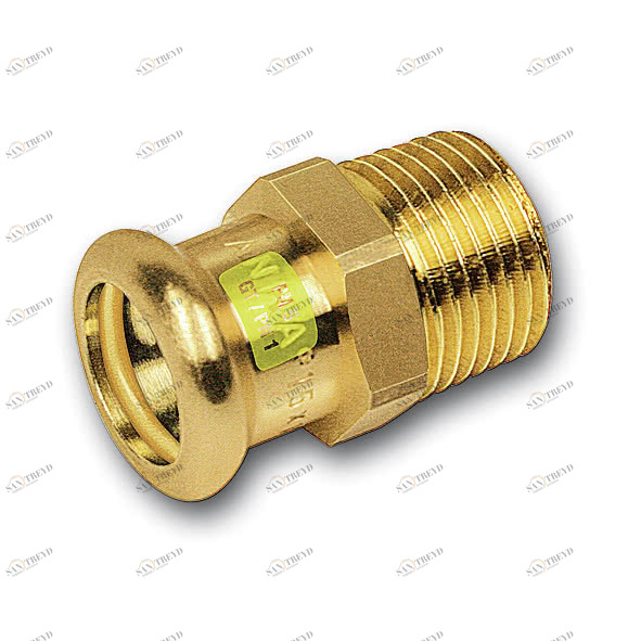 111243351 SANHA 11243G пресс-фитинг газ, бронза, ниппель переходной ВПр-НР 35x1 мм 