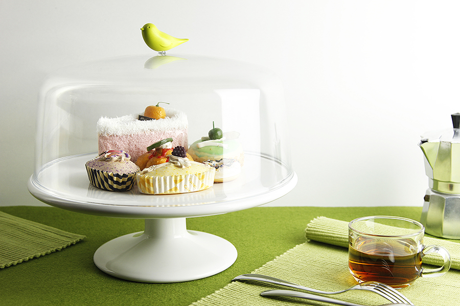 Подставка для сладостей Sweet Tweet с крышкой, большая, зеленая Qualy QL10237GN - Вид №1