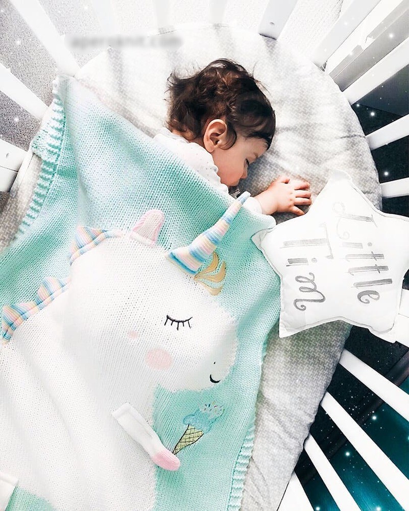 Плед ЕДИНОРОГ 60*120 св.бирюза+белый APERO ДИЗАЙНЕРСКИЕ, ЕДИНОРОГ, ЖИВОТНЫЕ 134604 Голубой  - Вид №11