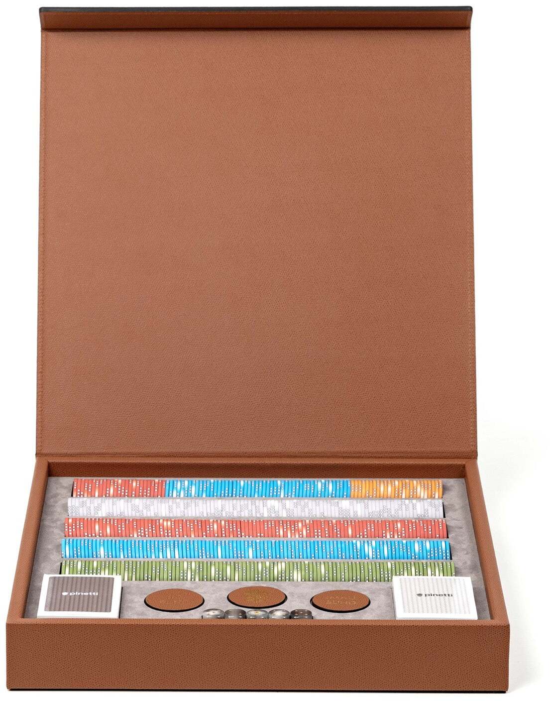 Набор для игры в покер - 42X42XH6 см / зернистая кожа_hunter-зеленый