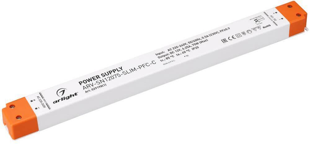 029198(1) Блок питания ARV-SN12075-Slim-PFC-C 12V 75W IP20 6,25A Arlight ARV-SN-Slim-PFC-C