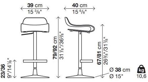 Kristalia Поворотный табурет с регулируемой высотой Bcn sun-id-1361578 - Вид №3