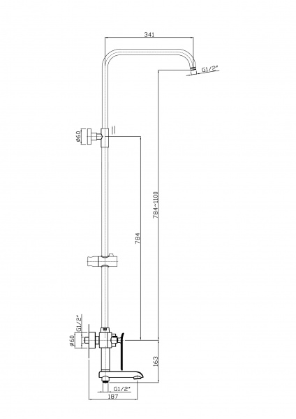 Душевая стойка Rush ST4235-20 хром 1152115 - Вид №1