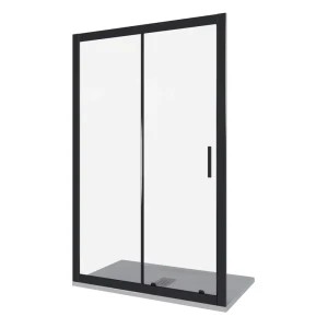 Душевая дверь Makiato 140x190см раздвижная профиль черный стекло прозрачное 5мм