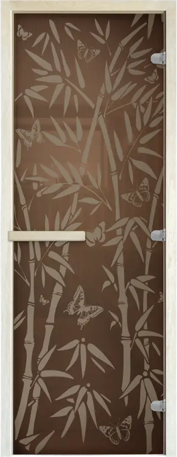 91102494 Дверь для бани стеклянная бронзовый Doorwood Бамбук и бабочки 190x70см STLM-0901126