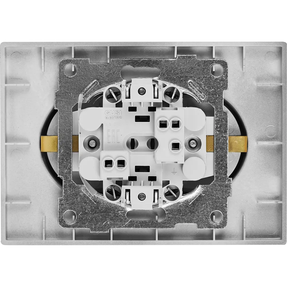 Розетка встраиваемая GUSI Electric серебристая с защитными шторками 89337220 Ugra STLM-1104061 - Вид №3
