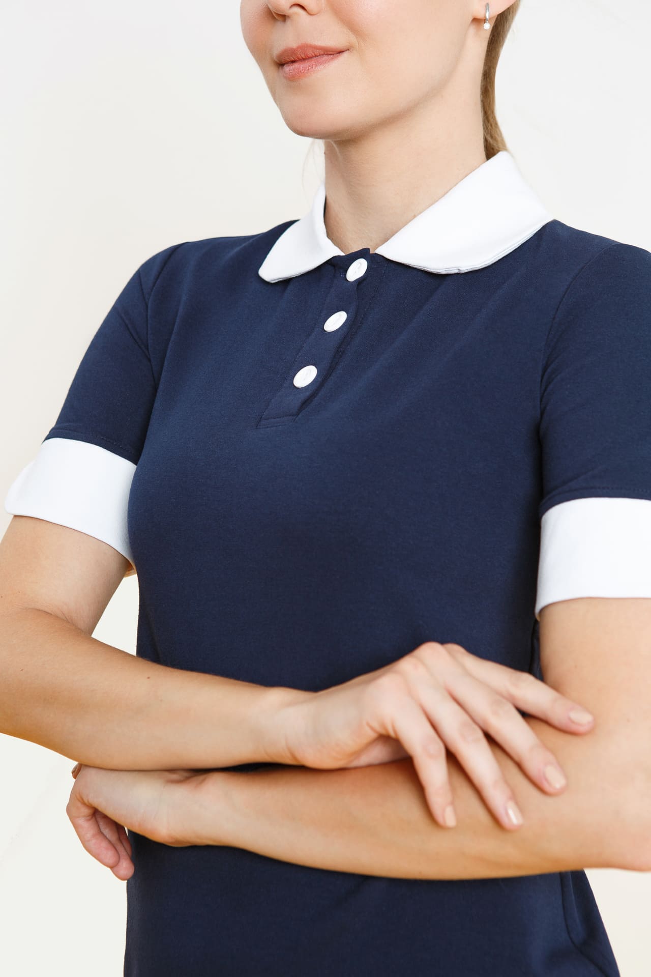 64656 Платье-поло трикотажное цвет NAVY (темно-синий) GRACE  Одежда для обслуживающего персонала  размер 42 (XS)  - Вид №5