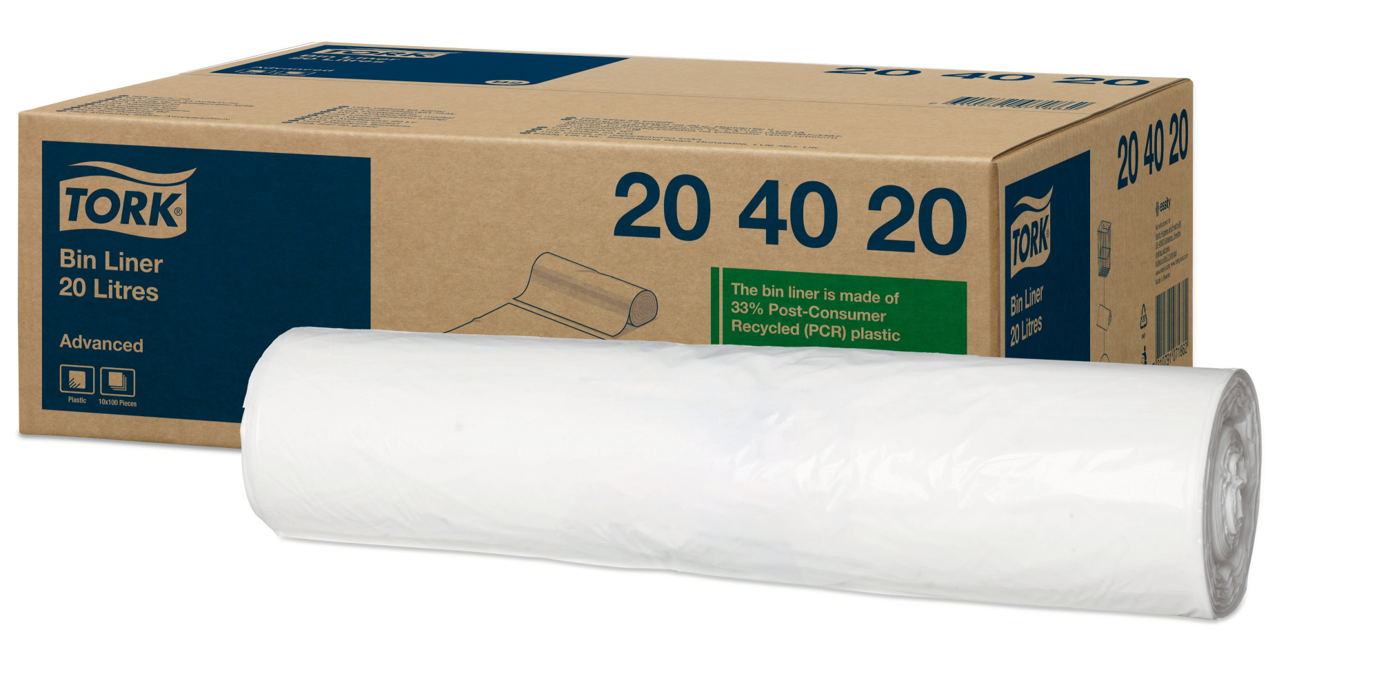 20402039 Мешки для мусора, 20 л, белые b2 Tork 