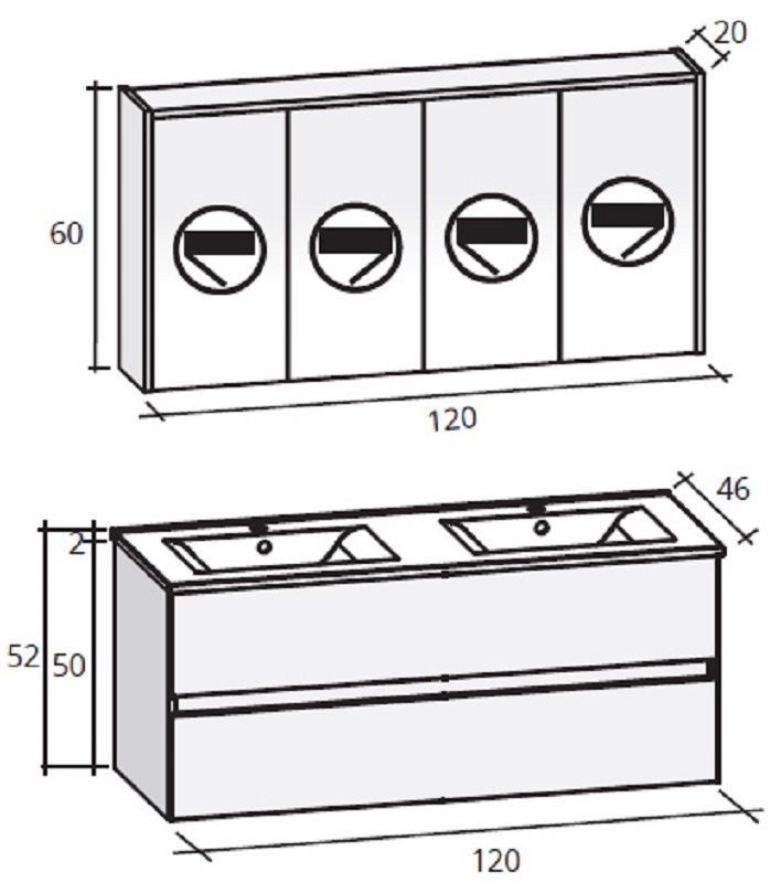 FPO120DP5S37 Комплект мебели Riho Porto Santreyd - Вид №1
