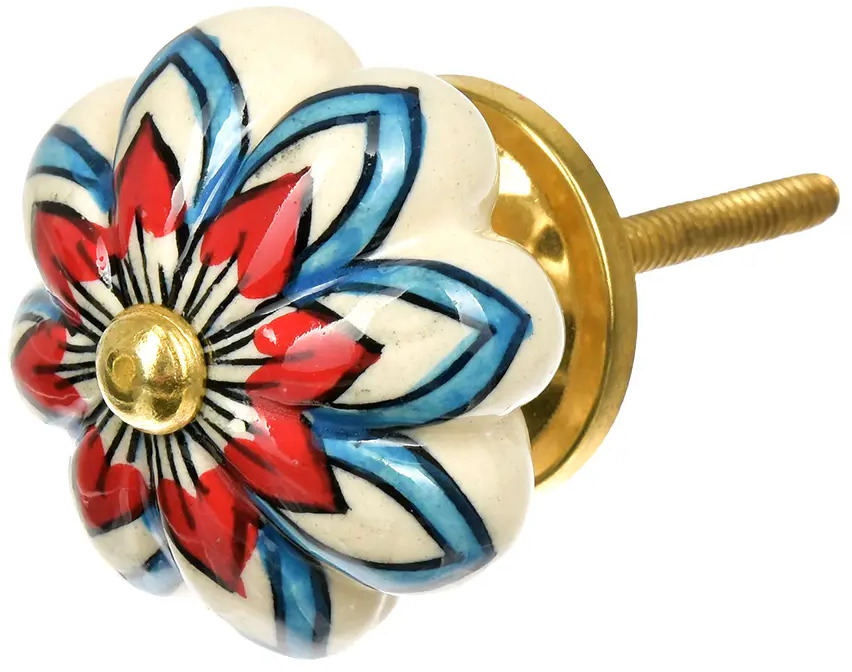 90503047 Ручка-кнопка Blumenhaus керамическая Лотос ручная роспись цвет белый 6 шт STLM-1011563