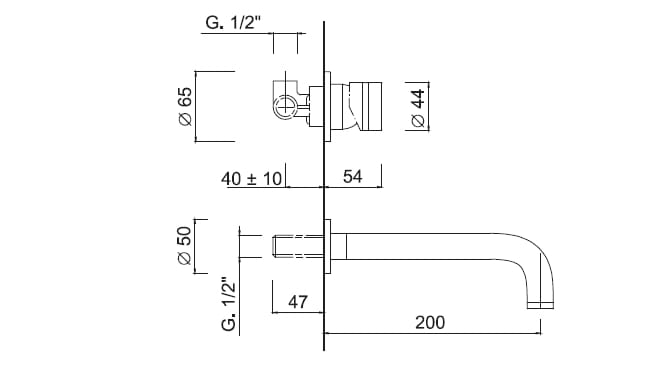 Однорычажный настенный смеситель для раковины с 2 отверстиями Rubinetteria Giulini MyRing ARCH-00055913 - Вид №1