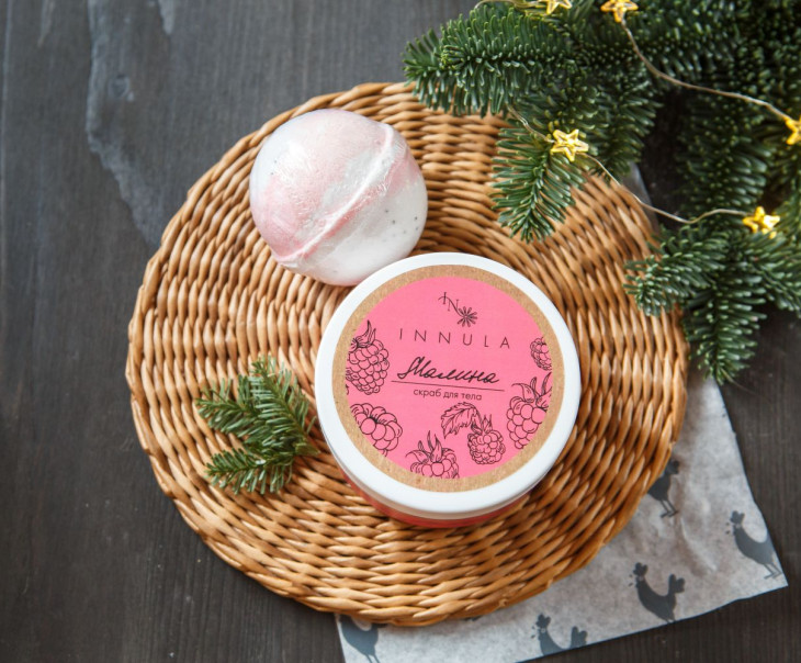 8338 Подарочный набор для тела (Бомбочка "Ягодная" и Скраб "Малина") Вкусляндия  - Вид №2