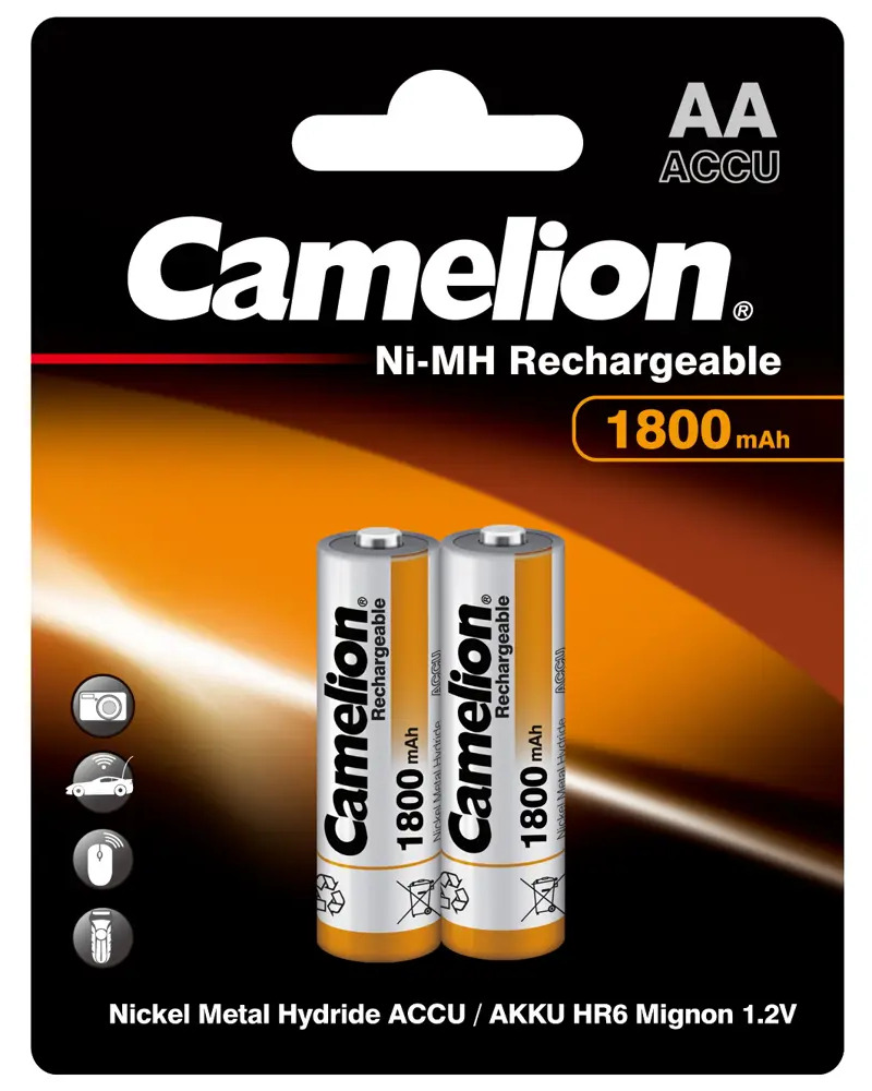 93740467 Аккумуляторная батарейка Camelion Rechargeable AA (HR6) Ni-Mh 1800 мАч 2 шт. STLM-0563917