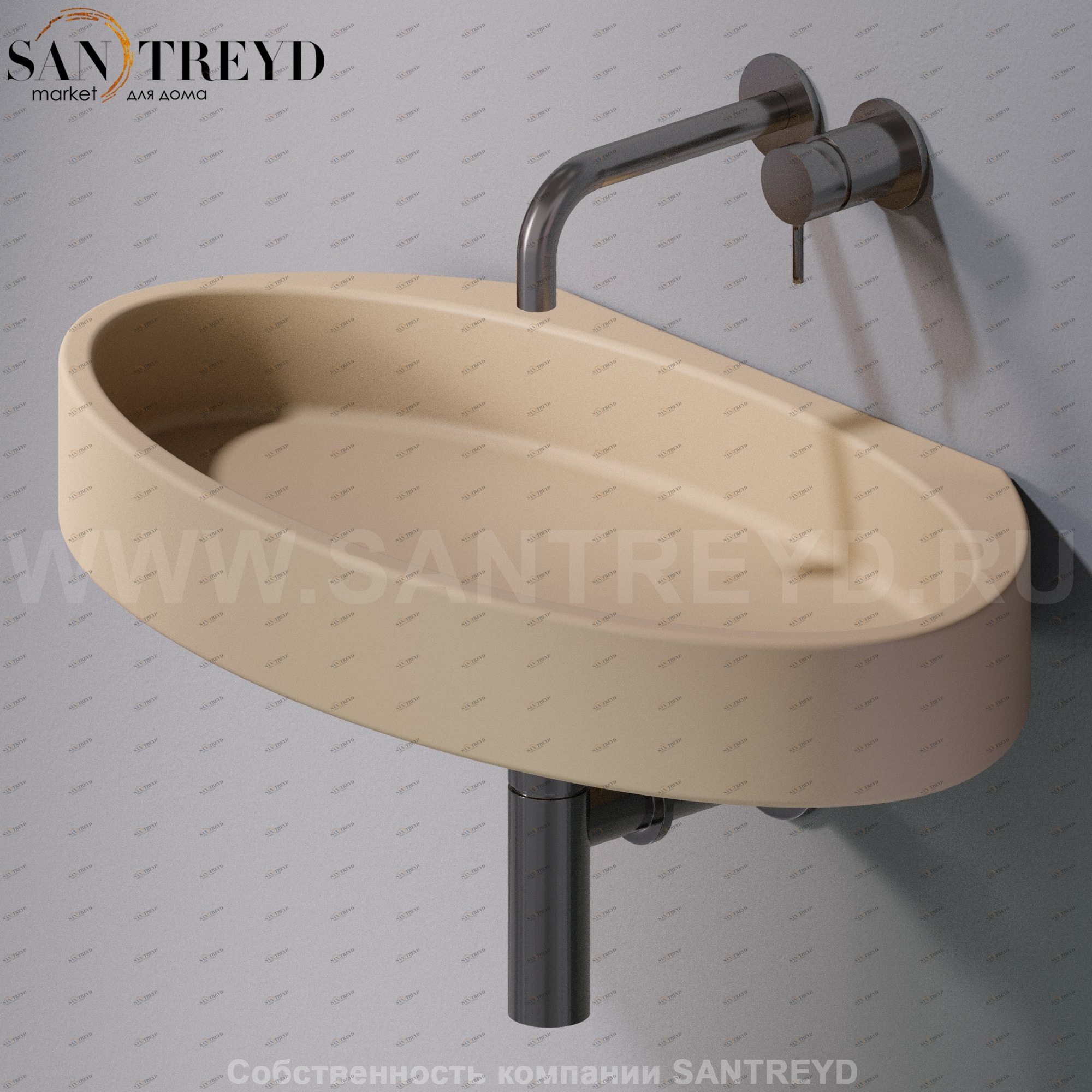 L015T1RPV4.131 Подвесная раковина настенная овальная A. e T. Italia P35 бежевая AeT ITALIA