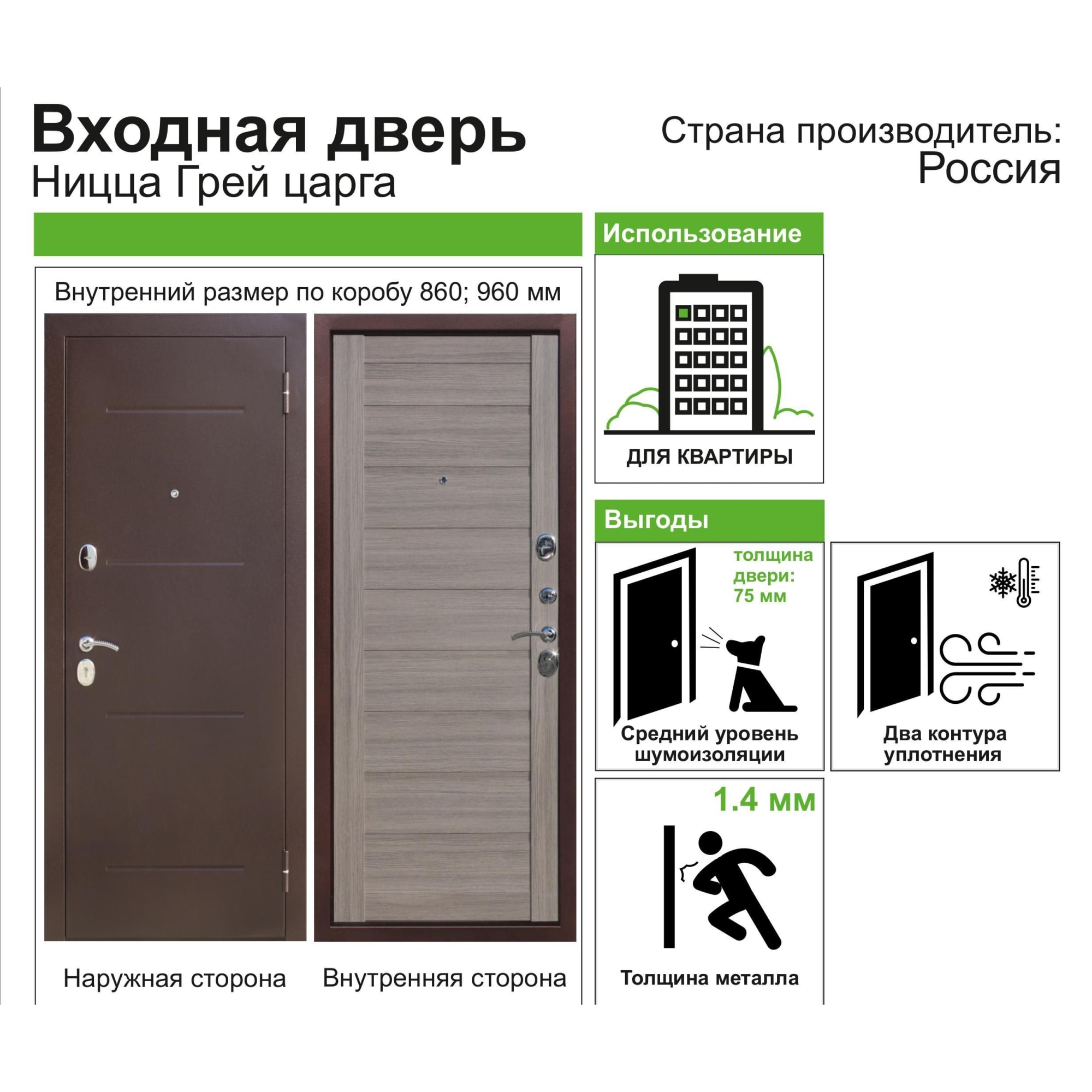 82120556 Дверь входная металлическая Ницца, 960 мм, правая, цвет грей царга Santreyd  - Вид №10