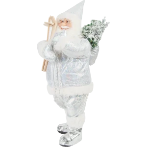 Фигурка декоративная «Дед Мороз с лыжами», 60 см, пластик, цвет белый/синий