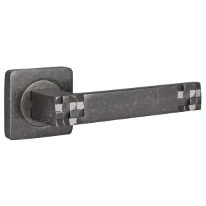 Ручки дверные на розетке Renz DH 77-02, ЦАМ, цвет античное серебро