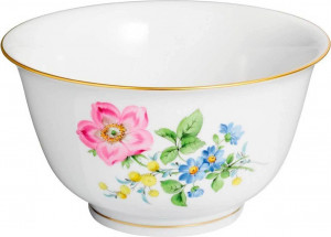 10533616 Meissen Чаша для завтрака 16см "Букет из трех цветов, шиповник" (золотой кант) Фарфор