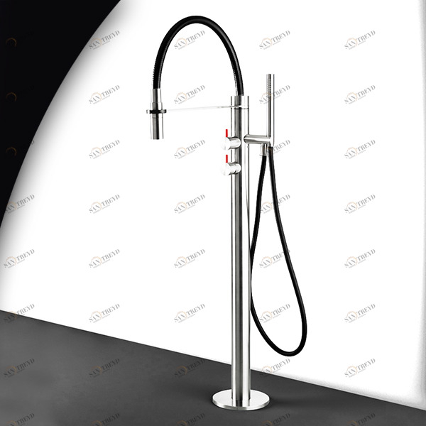 Смеситель для ванны глянцевая сталь с красной ручкой Toki Radomonte PV2LCIL25