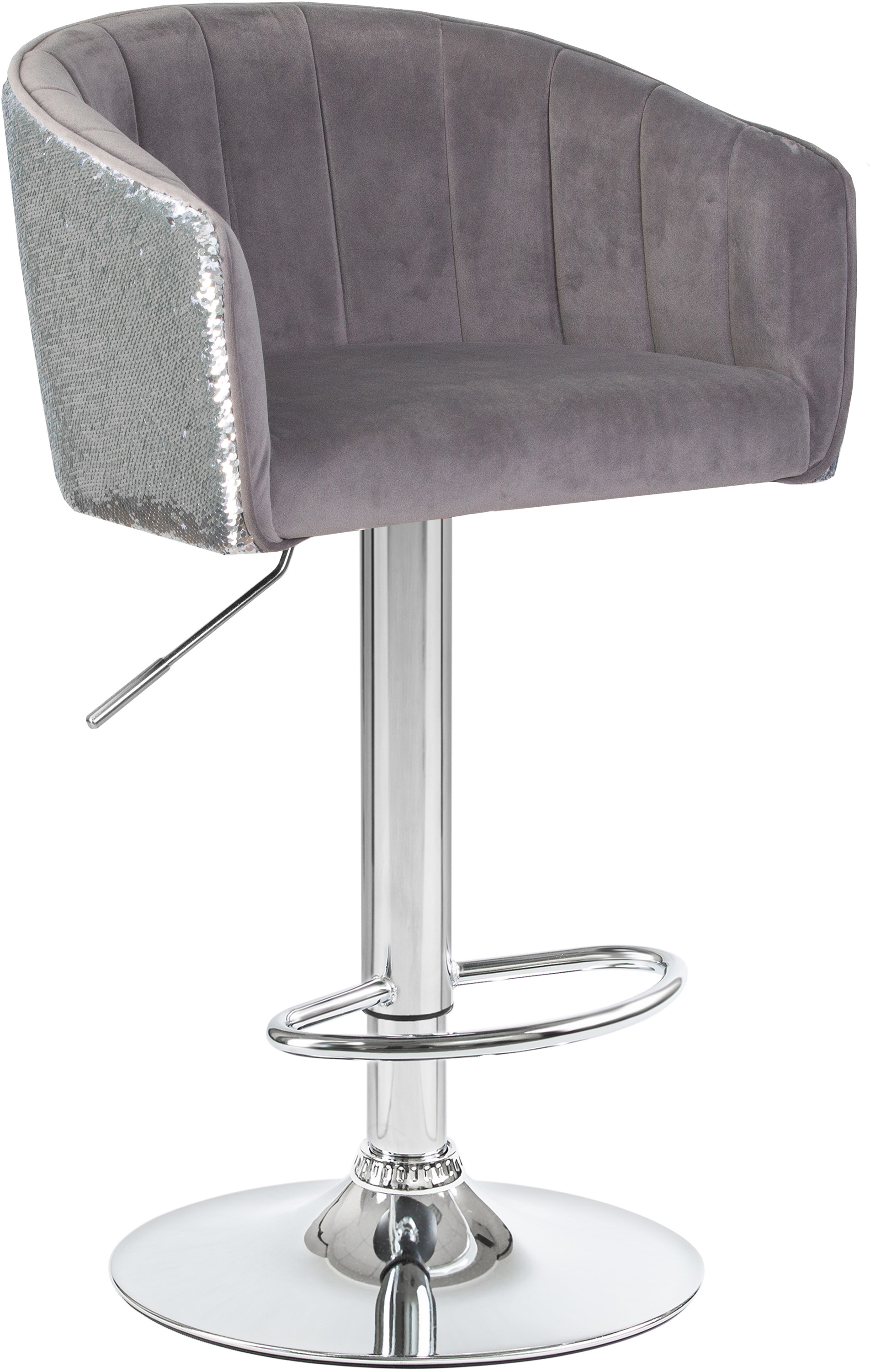 90297599 Барный стул Darcy Shiny LM 51х86х46см велюр цвет серый STLM-0173501 DOBRIN