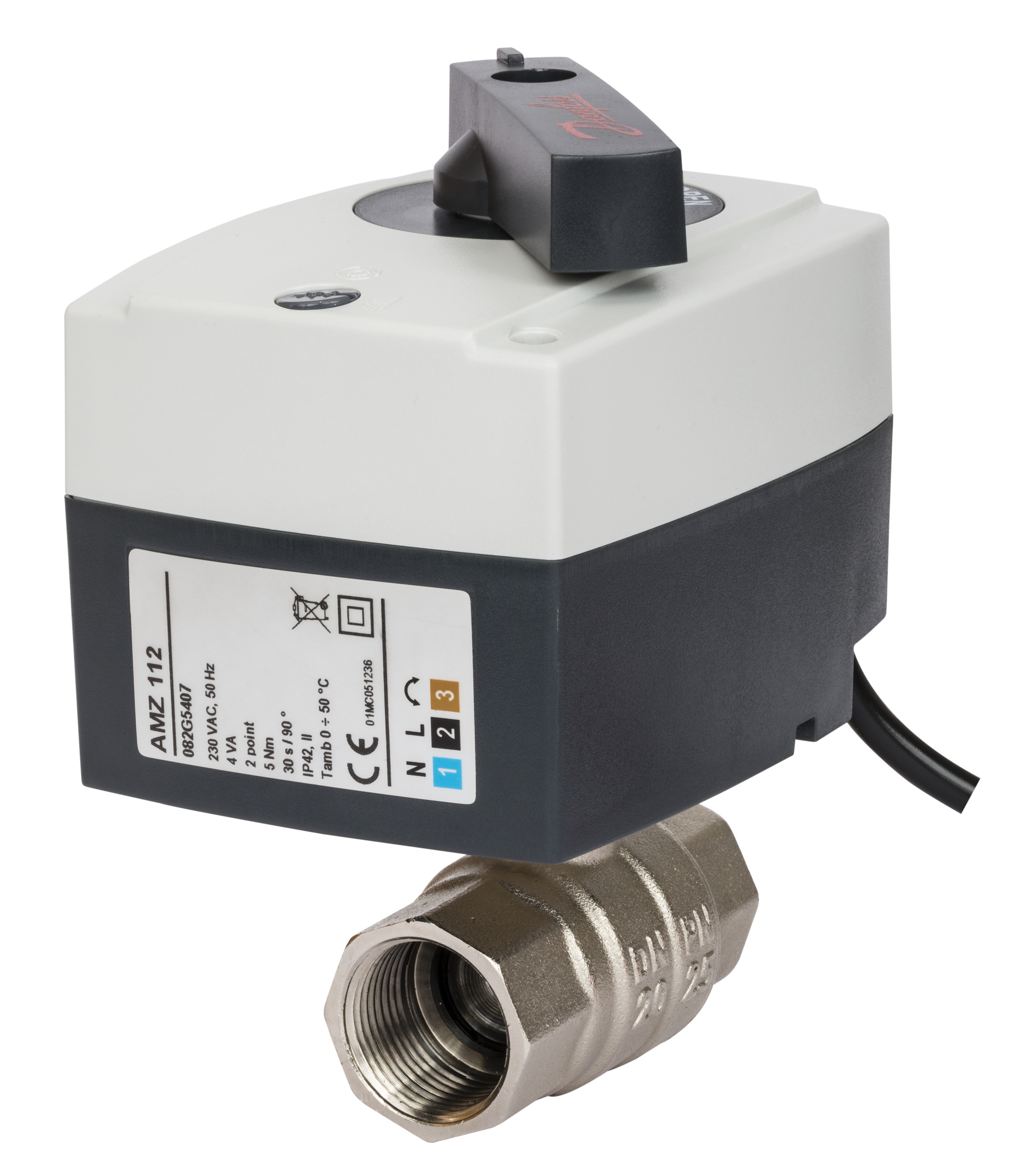 Danfoss Клапаны двухпозиционные шаровые с электроприводом AMZ 112 — проходной, AMZ 113 — трехходовой AMZ 112 кран шар 2х поз Ду20 э/п 24В 082G5401  - Вид №10