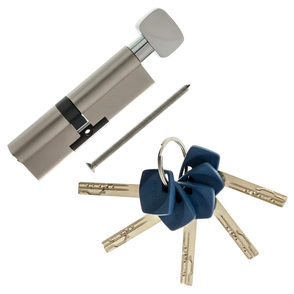 Цилиндр Apecs Premier XR-100(45/55C)-C15-NI, 45x55 мм, ключ/вертушка, цвет никель ЦИЛИНДРAPECSXR-100(45/55C)-C15-NI КЛ-ВЕР STLM-2199642 - Вид №1