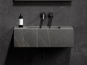 Прямоугольная подвесная раковина из мрамора Pietra Grey