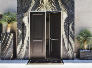 Двухстворчатая бронированная дверь с твердой облицовкой