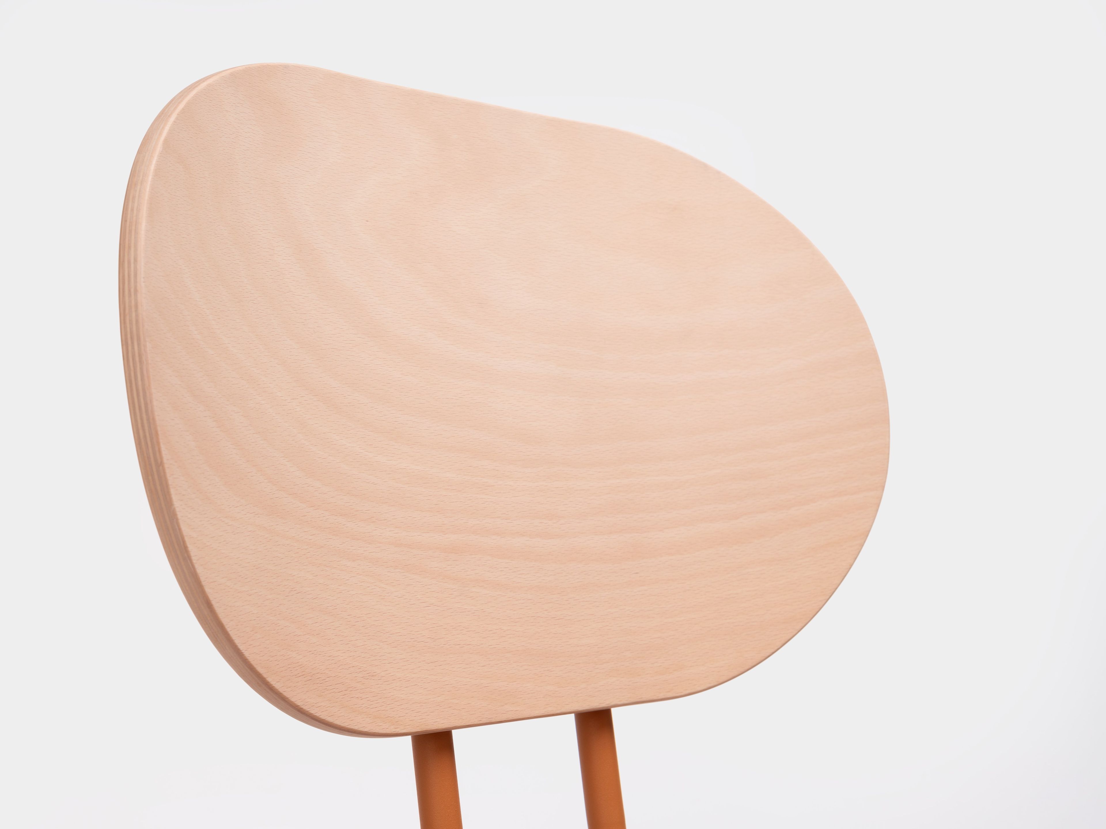 Стальной и деревянный стул с открытой спинкой с мягким сиденьем ONDARRETA Hari ARCH-00133414 - Вид №7