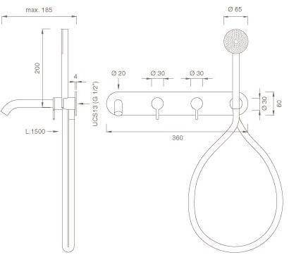 Ceadesign Настенный комплект из 2 смесителей для ванны с ручным душем Innovo Inv 54y - Вид №1