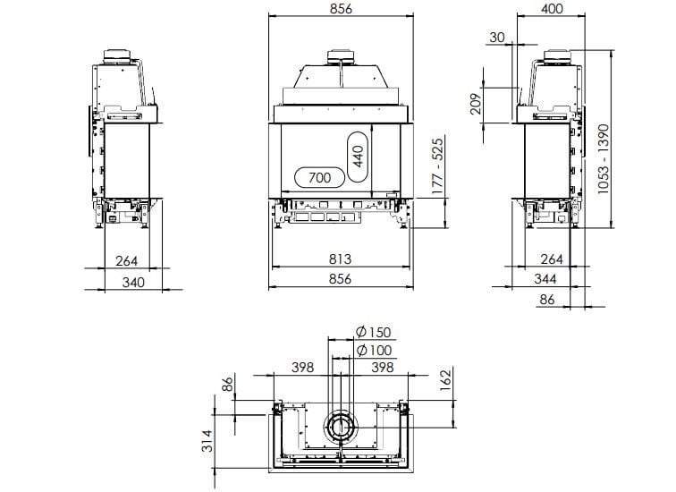 Настенный газовый камин с тройным фасадом KALFIRE G70/44S ARCH-00095612 - Вид №2