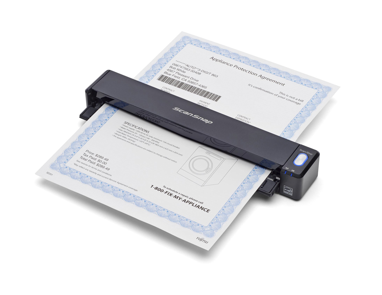 PA03688-B001 Scansnap ix100 mobile document scanner, a4, simplex, 5.2 sec, wifi Fujitsu  - Вид №2