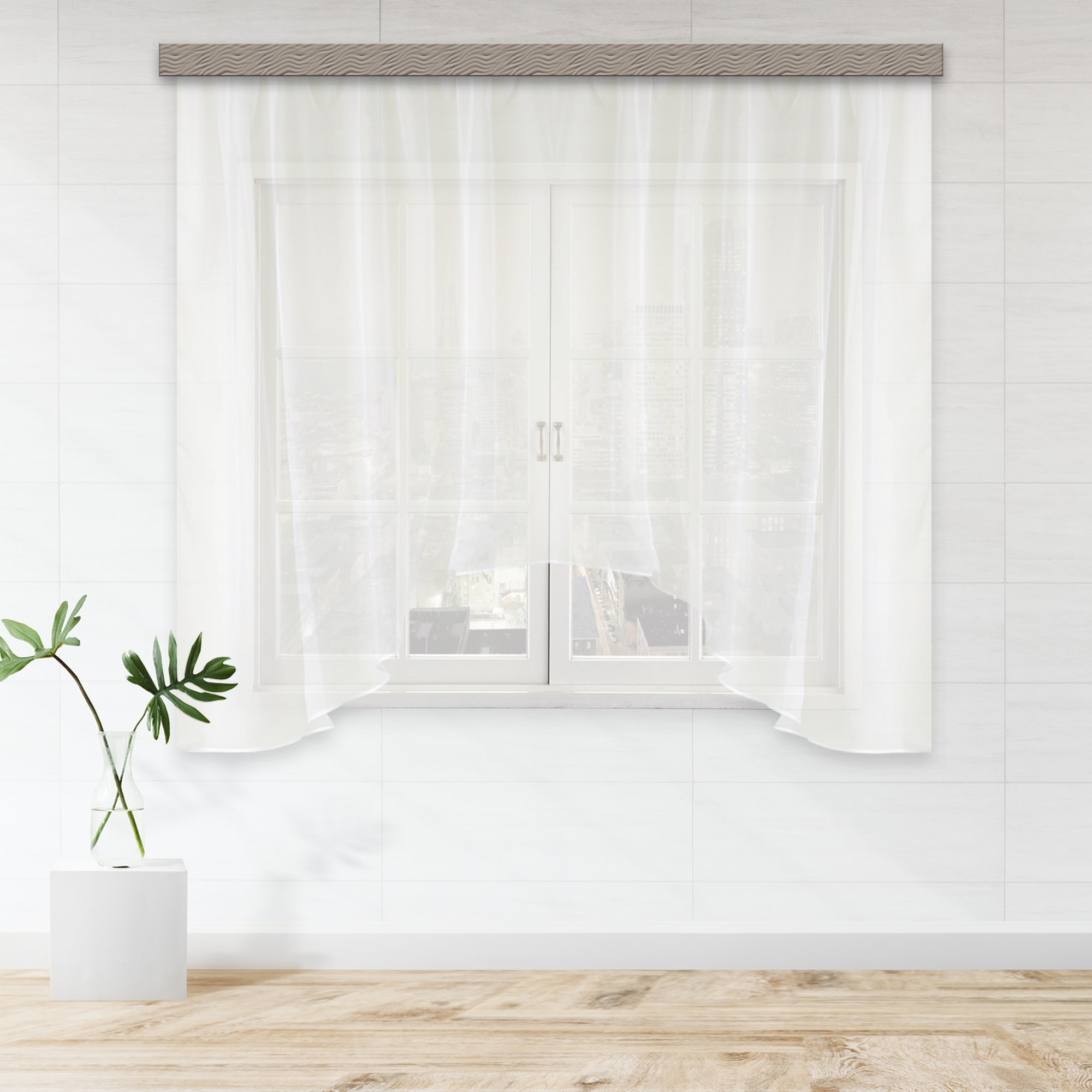 86116551 Штора на ленте для кухни "Арка" 285x160 см цвет молочный Santreyd  - Вид №5