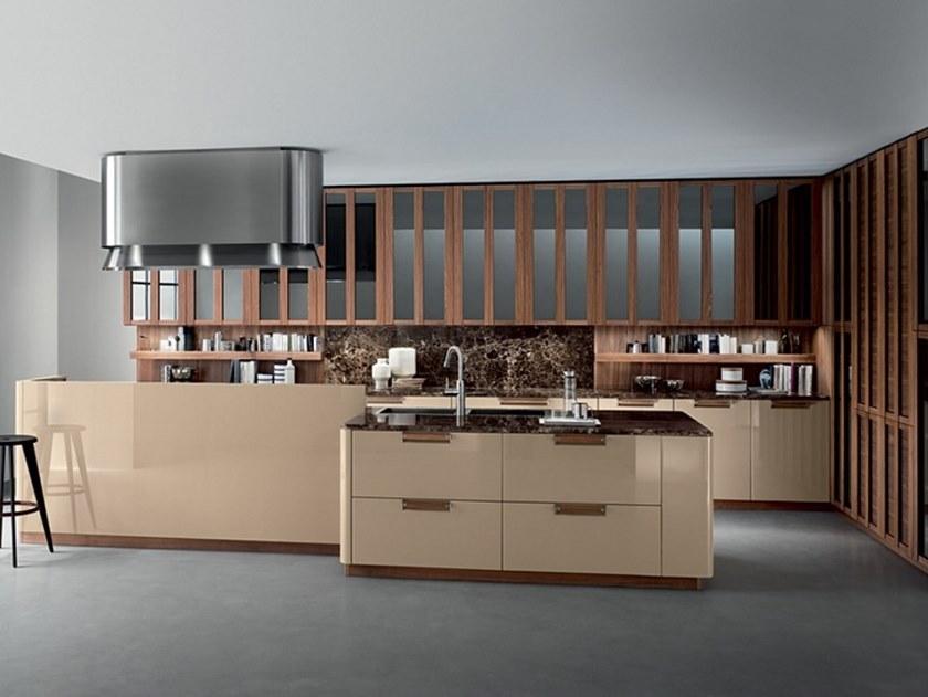 Composit Кухня из лакированной древесины с островком с ручками Noisette sun-id-1456621 - Вид №4