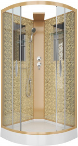 Душевая кабина NG-7715GBK (900x900х2100) низкий поддон стенки ЗОЛОТО БЕЗ КРЫШИ 4 места