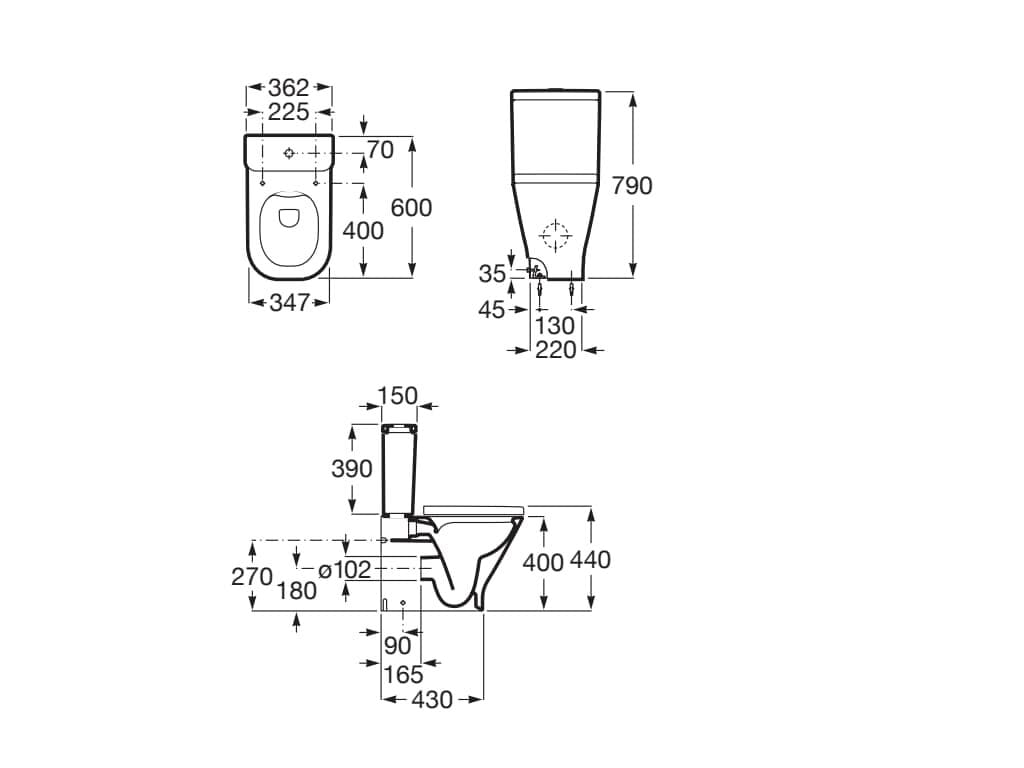 Компактный фарфоровый туалет без бриды Roca The Gap ARCH-00075514 - Вид №3