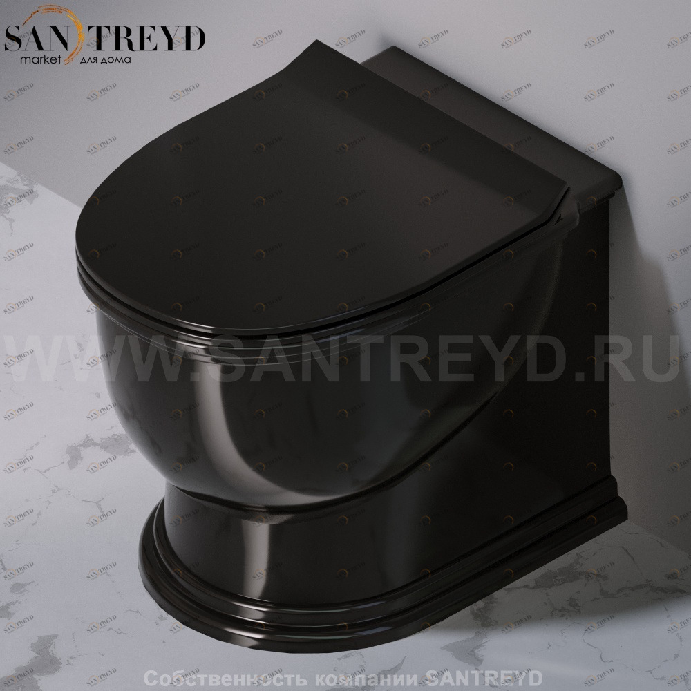 S581T0R0V6.104 Приставной унитаз напольный Черный A. e T. Italia PRINCESS Италия AeT ITALIA