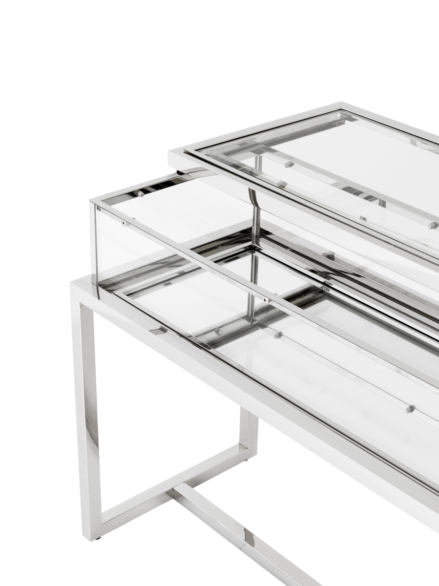 Консоль металлическая, серебро со стеклянным ящиком Harvey от Eichholtz EICHHOLTZ EICHHOLTZ 060953 Зеркальный;хром  - Вид №4