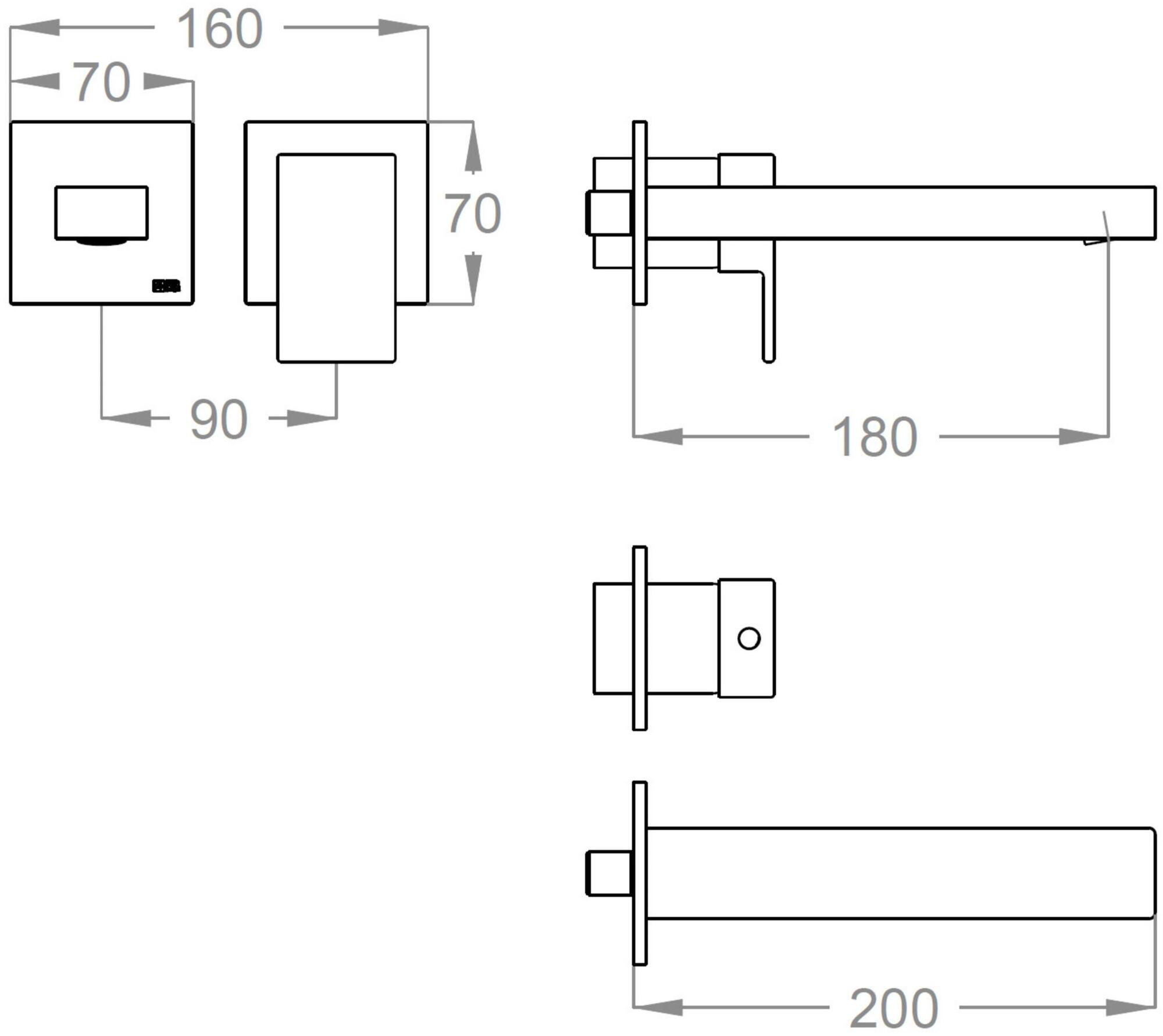 Fir Italia Смеситель для умывальника настенный из латуни с одной ручкой New playone 90 sun-id-1351107 - Вид №1