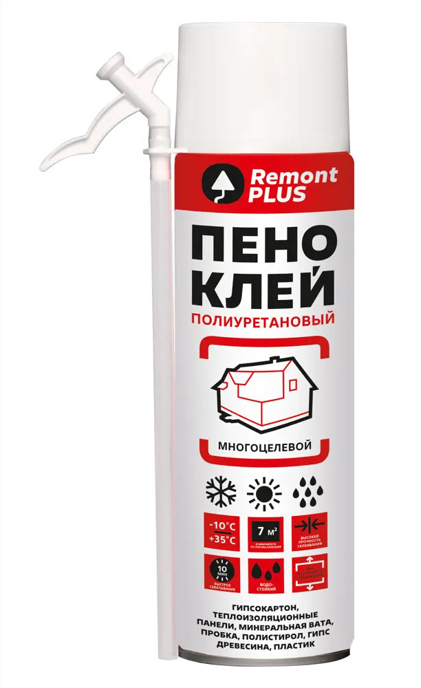 87507592 Клей-пена монтажный Remont PLUS Бытовой Мини для различных поверхностей 350 мл STLM-0074343