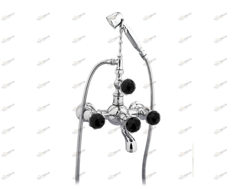 035216.N00.50 Душевой набор для ванны с черными кристаллами Swarovski Яркий хром Mestre Artica