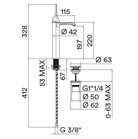 Однорычажный смеситель для раковины с аэратором Bossini Apex ARCH-00121579 - Вид №4
