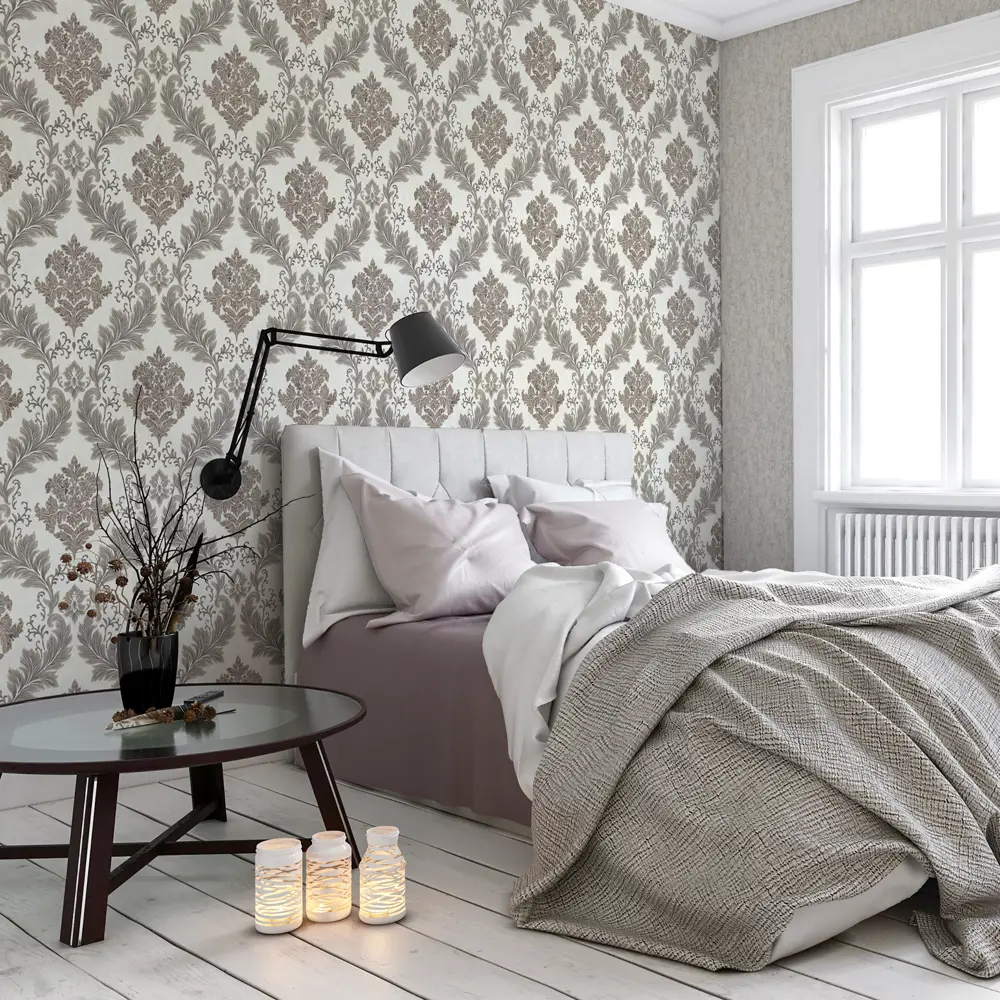 Обои флизелиновые Московская обойная фабрика Сиена-9 бело-черные 1.06 м STLM-2075086 - Вид №3